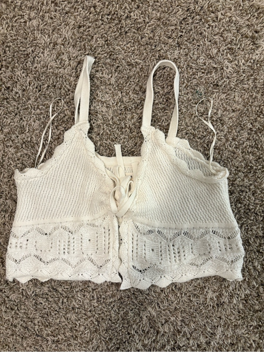 Aeropostale Cream Crochet Lace Trim Cami